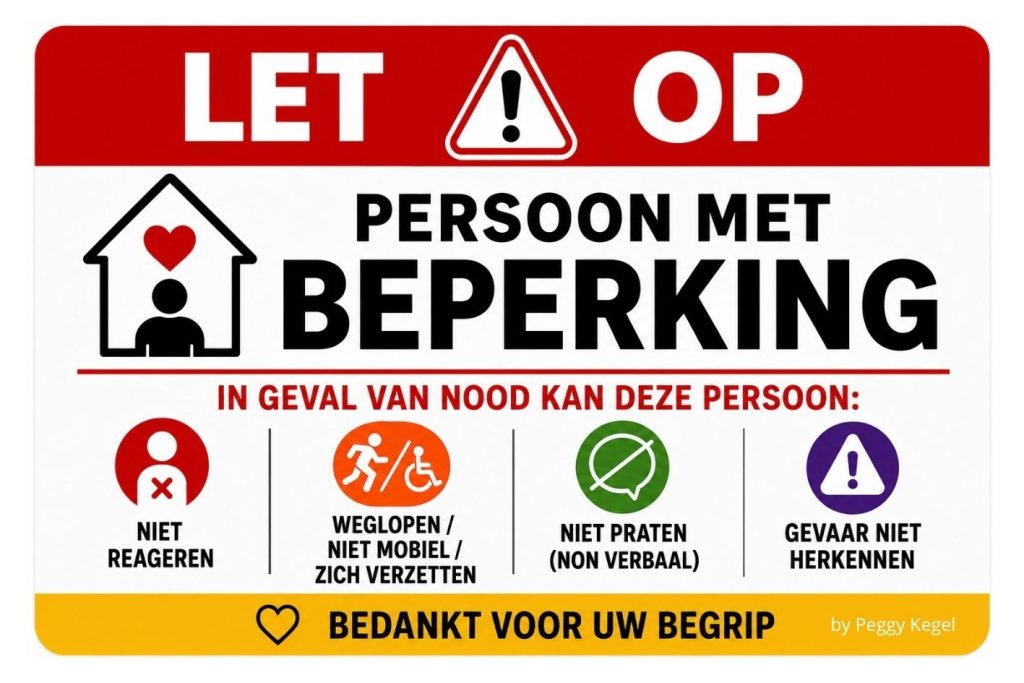 Hulpdiensten sticker persoon met beperking niet praten non verbaal
